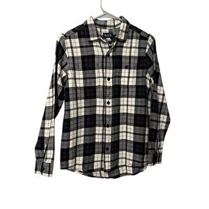 Childrens Place Black White Plaid Flannel Long Sleeve Button Up Shirt Boys XL
